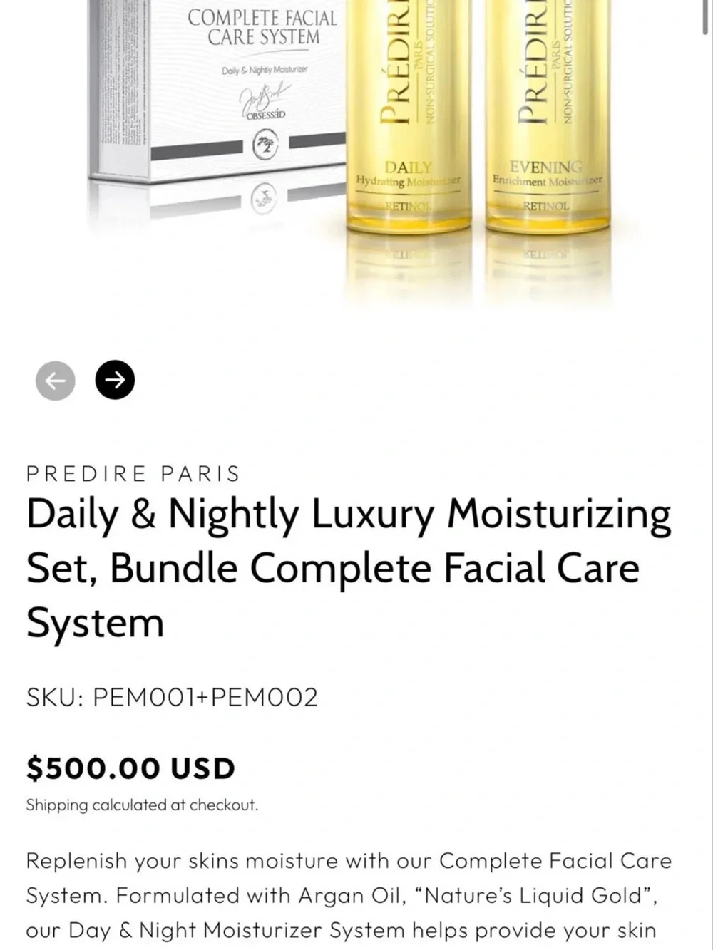 Prédiré Paris Daily & Evening Hydrating Moisturizer Set - Gold & Silver
